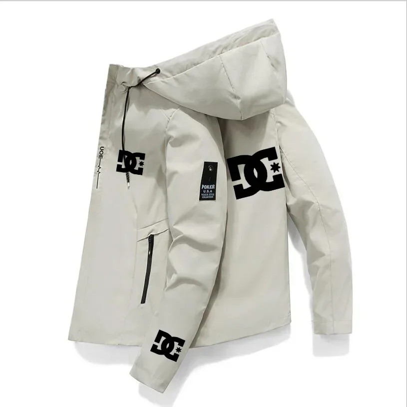 Fashion spring and autumn men's casual hooded windbreaker new outdoor mountain climbing men's printed zipper windproof jacket