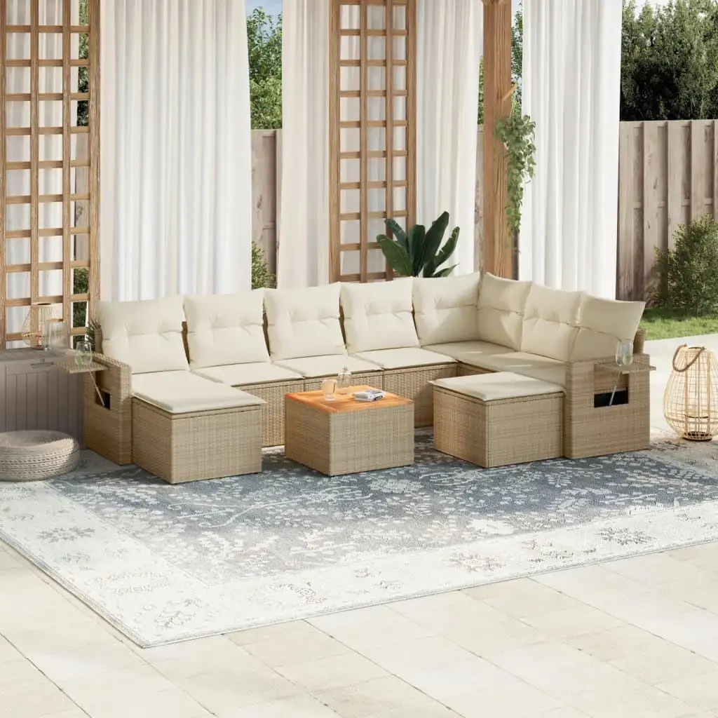 

Large Beige PE Rattan Foldable Garden Sofa Set Comfortable Outdoor Furniture for Patio and Backyard Relaxation