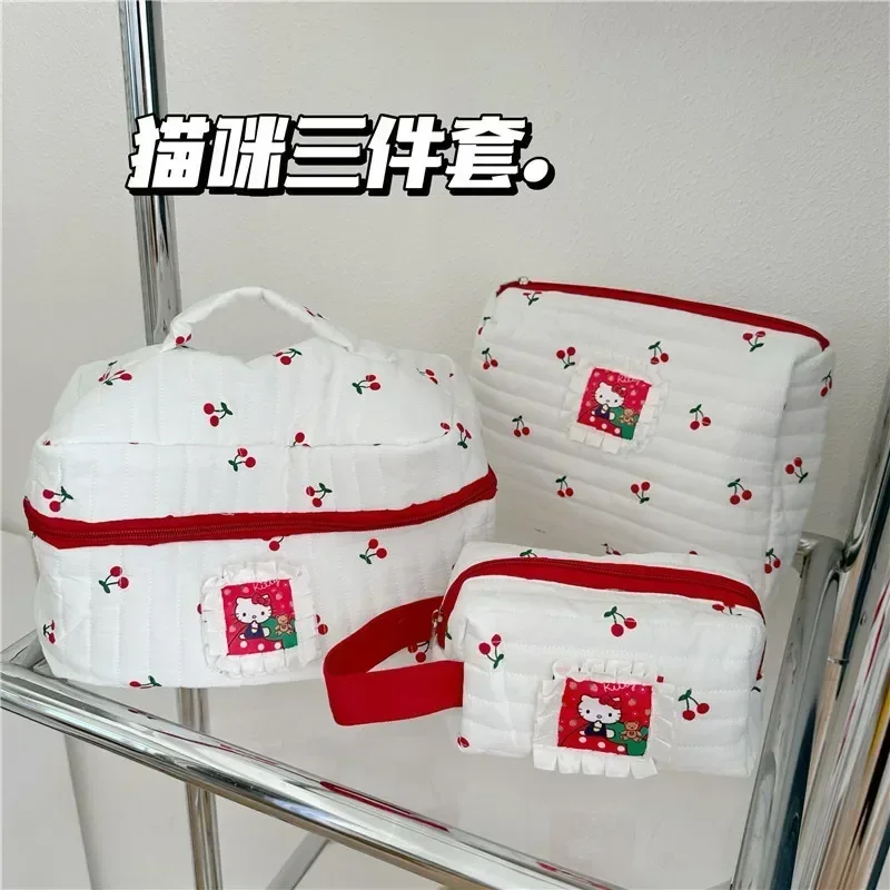 

Sanrio hello kitty cherry cosmetic bag large capacity Y2K storage bag student stationery pencil case travel washing bag handbag