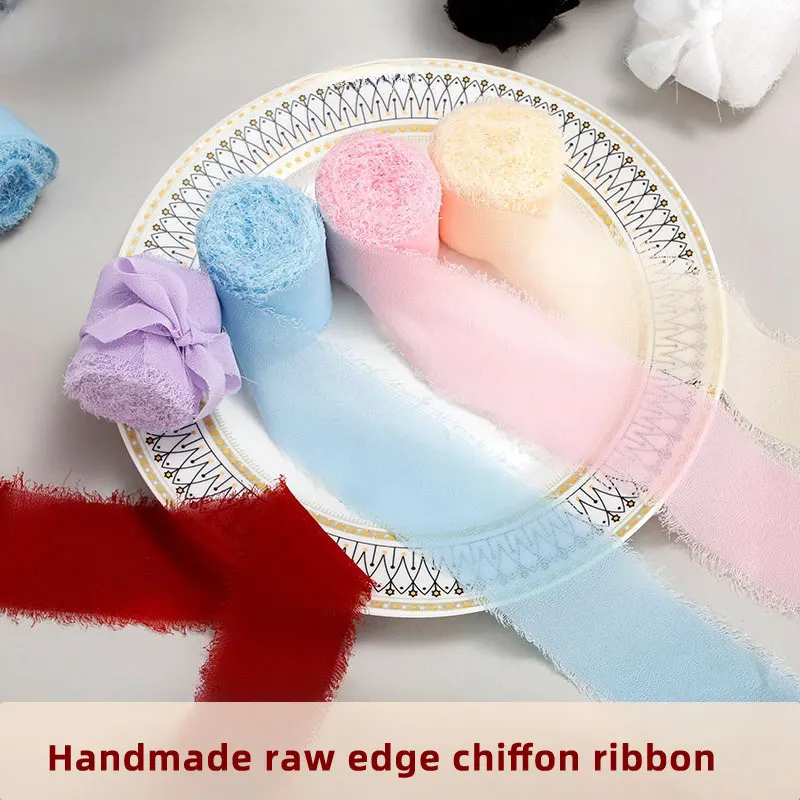 Fitas Chiffon Raw Edge, Caixas De Presente, Buquês, Correias De Encadernação, Tiras De Pano De Chiffon, Borlas, Bordas De Seda, Têxteis Domésticos, DIY