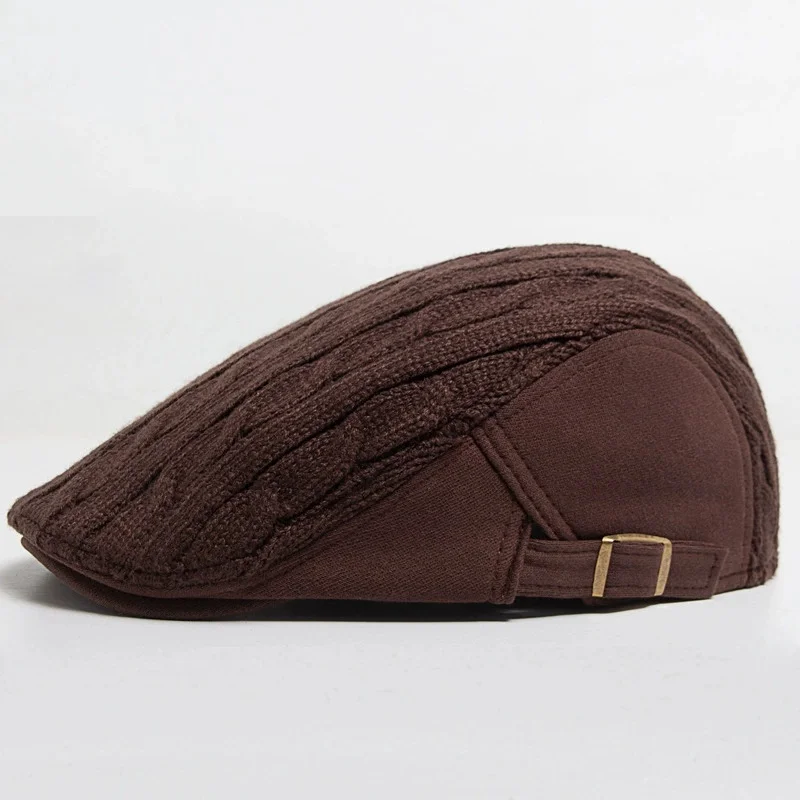 Winter and Autumn Style Middle-aged and Elderly Beret Men's Thick and Warm Forward Hat Women's Retro Casual Bowler Hat Dad