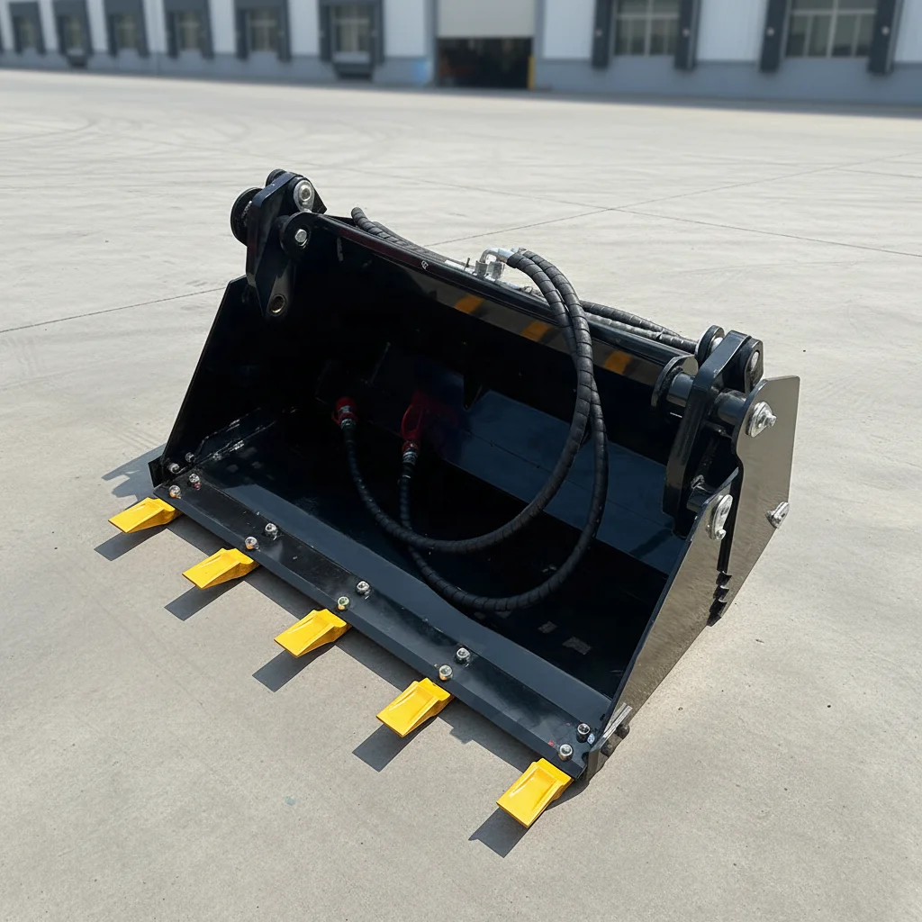 Mini Skid Steer Loader  Diesel Track Loader With Four in One Bucket Attachment Hydraulic Compact Crawler Machine