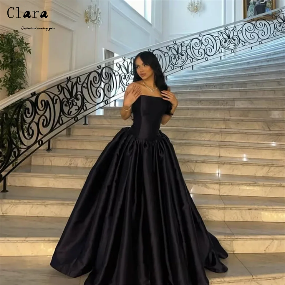 

Clara Custom Black A Line Tube Top Sleeveless Evening Dresses 2025 Luxury Woman Elegant Evening Dress Dresses for Women Party