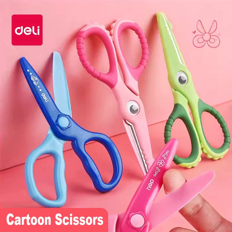 Deli Cartoon Safety Scissors for Children's DIY Handmade Craft Paper Cuttings School Stationery Small Shear Cute