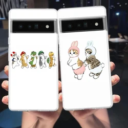 Cute Cat Cartoon Phone Case Cover for Google Pixel 8 7 6 5 4 4XL Shockproof Silicone 7A 6A 5A 4A 3A 3AXLPro 5G Transparent Shell