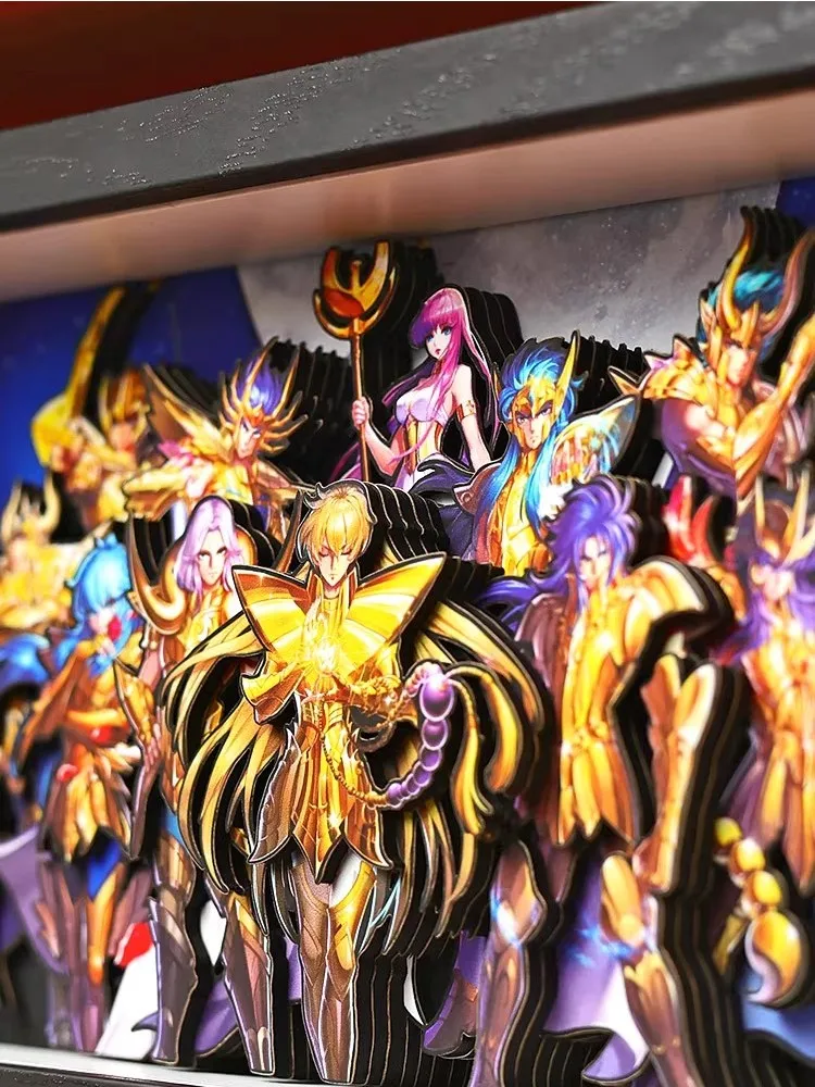 Retrato da família de saint seiya, pintura estereoscópica 3d, acessórios de anime, modelo artesanal, plataforma de jogo, artesanato, presente de aniversário