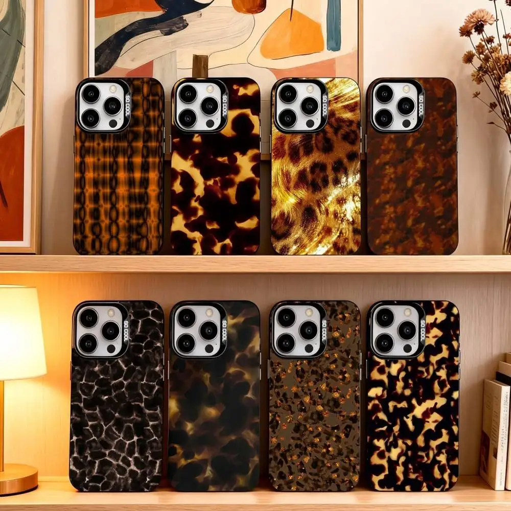 

T-Tortoise Shell Marble Phone Case For iPhone17,16,15,14,13,12,11 Plus,Pro Max Black Candy silver phone case