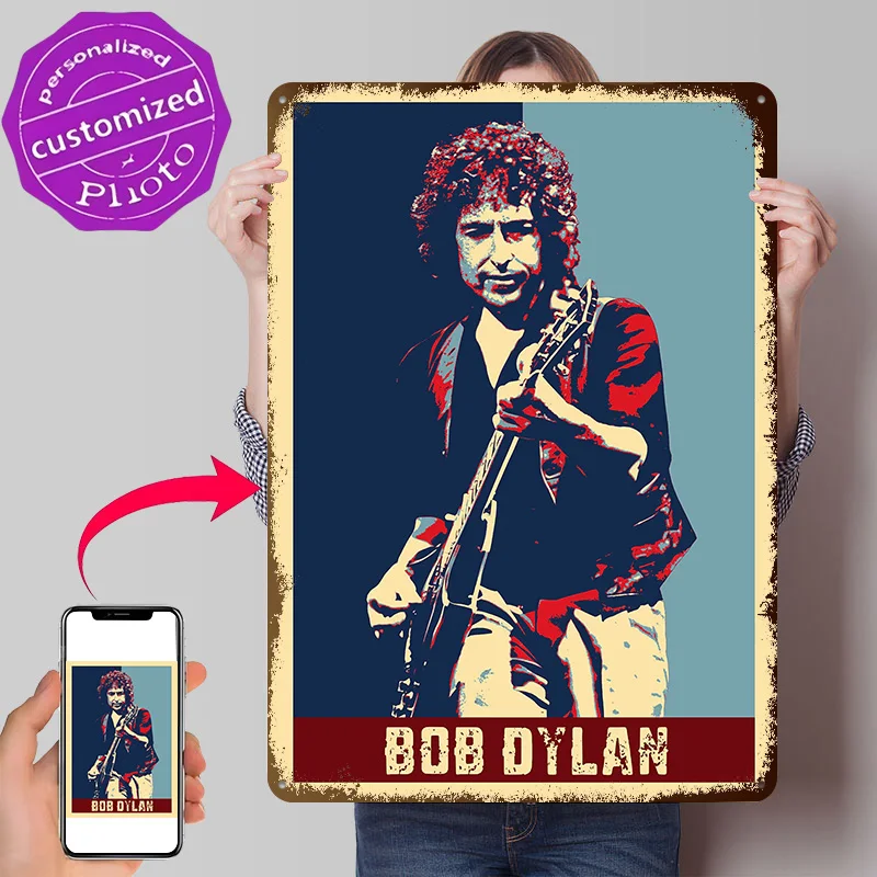 Bob Dylan Musician 3D Printed Texture Poster Personalized Wall Art Retro Metal Tin Signs for Home Decoration Garage Accessories