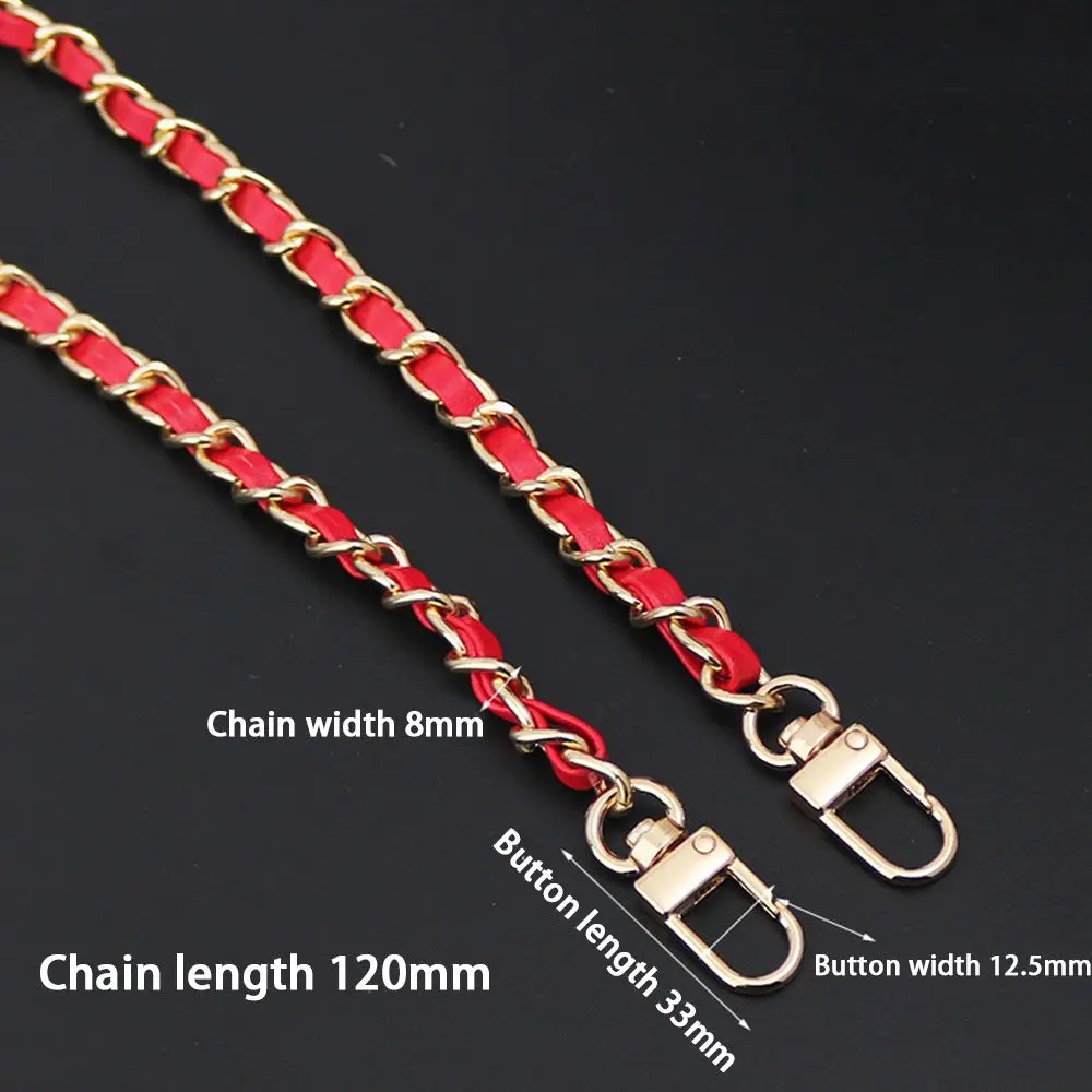 120CM PU Leather+Metal Chain Woman Leather Strap For Handbag Shoulder Bag Strap For Women Fashion Bag Crossbody Bag