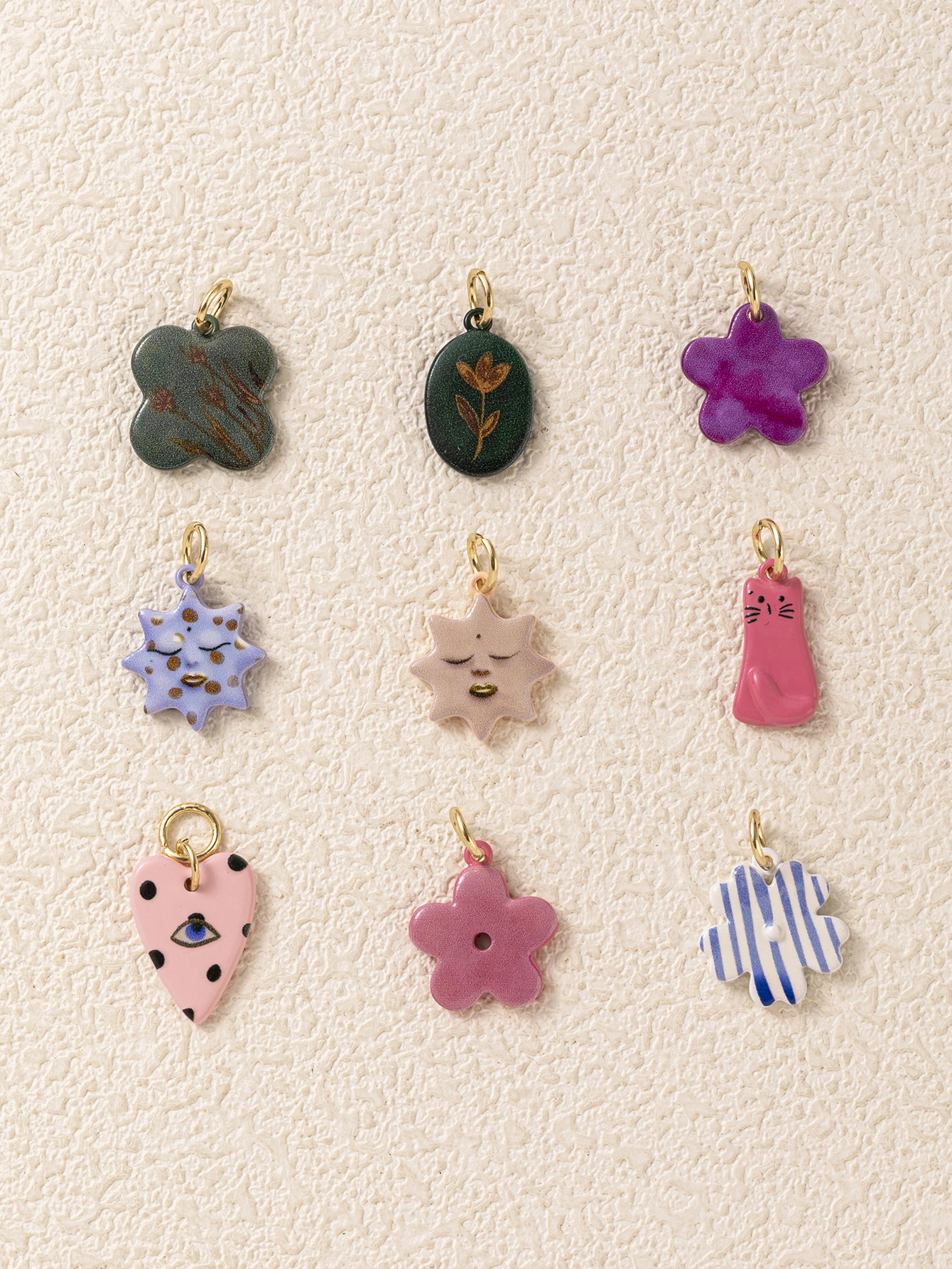 Frische und schlichte neue bunte Blumen-Liebes-Sonnen-Handgemachte Malerei DIY-Anhänger-Charms für Schmuck. – Detail 3