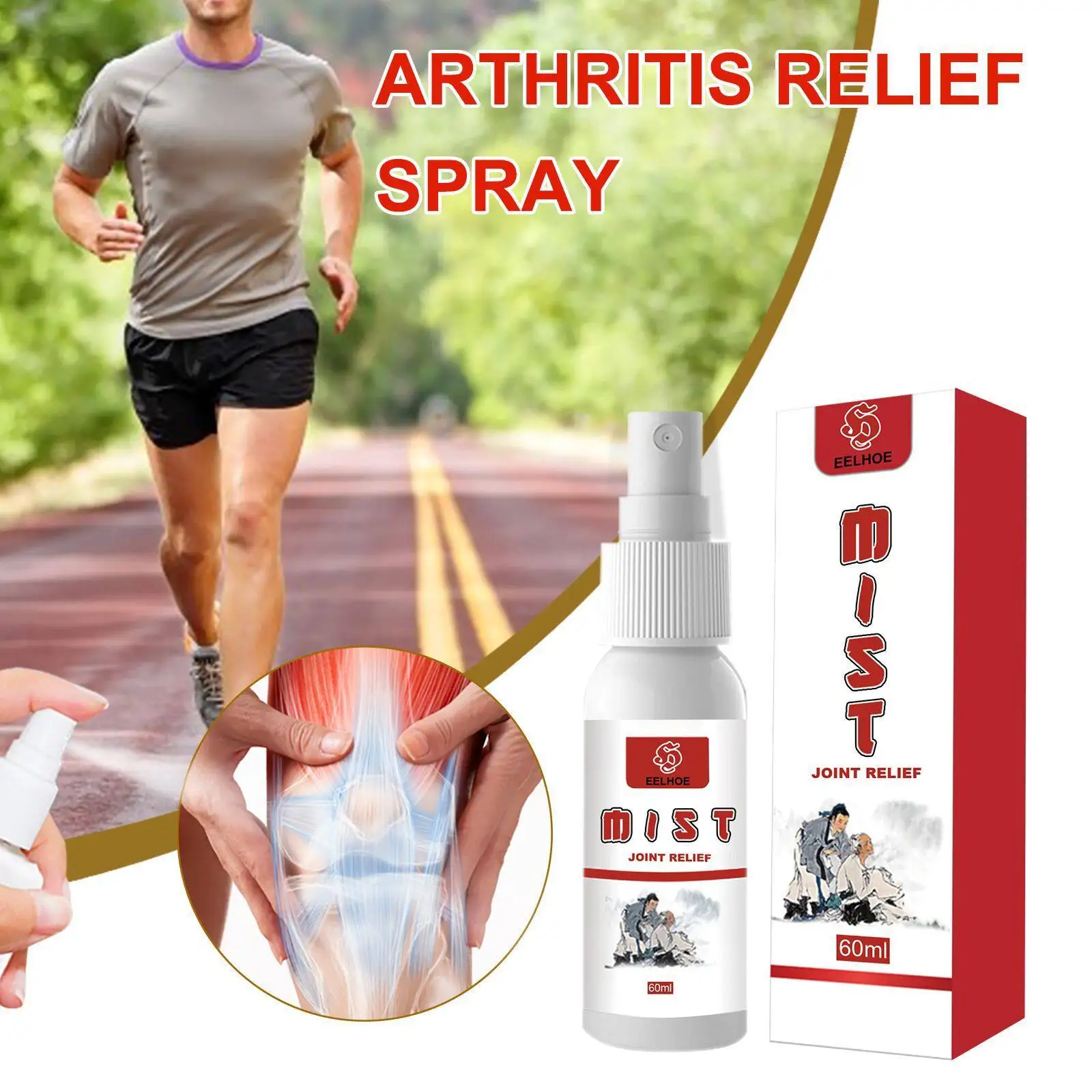 

1pc/3pcs Instant Pain Relief Herbal Mist Soothes Back Muscle Pain Body Care For Knees Joints Lower Back External Use 60ML