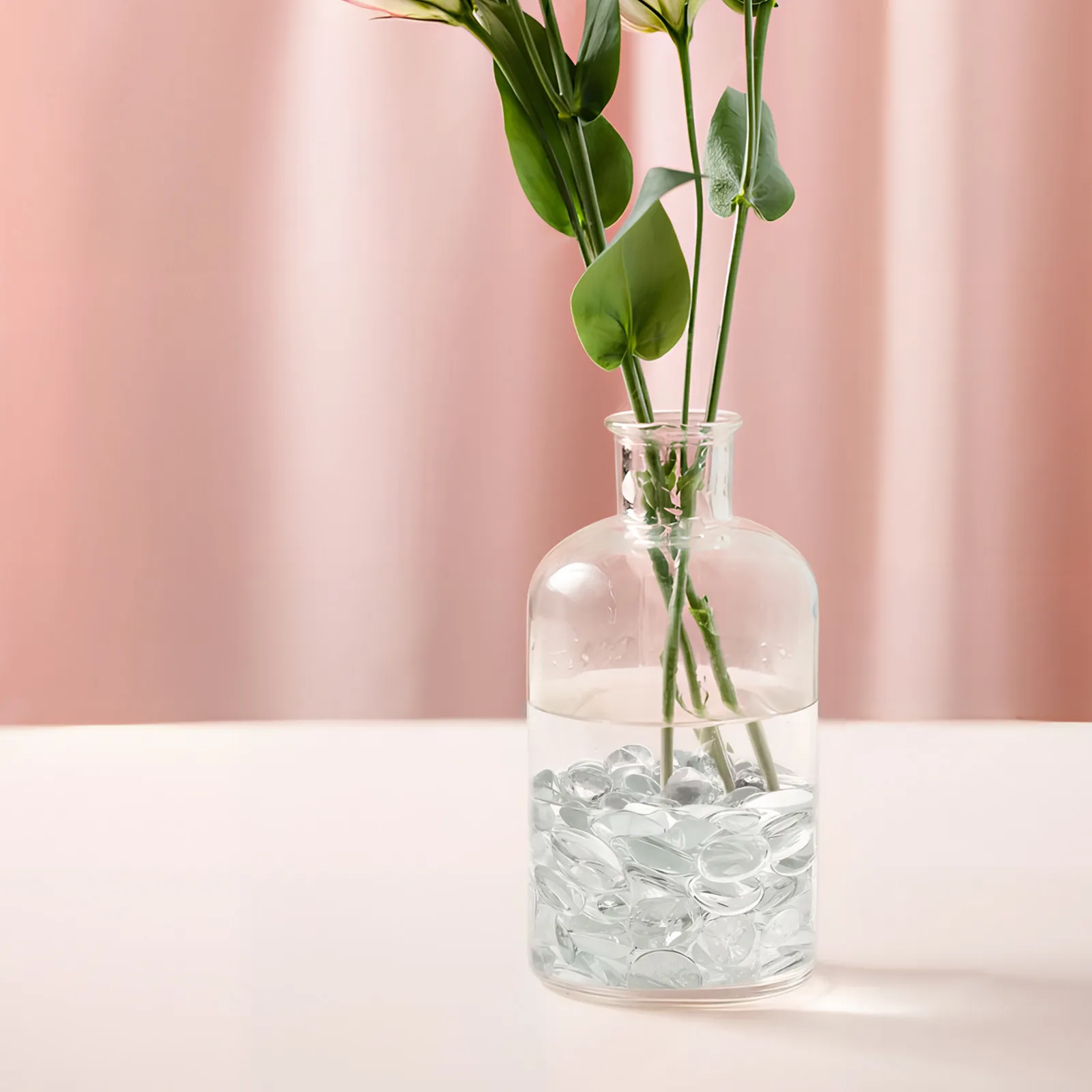 Clear Glass Beads Vase Filler Decorative Flat Marbles Stones Smooth Transparent Sturdy Glass Resistant Deformation Breakage
