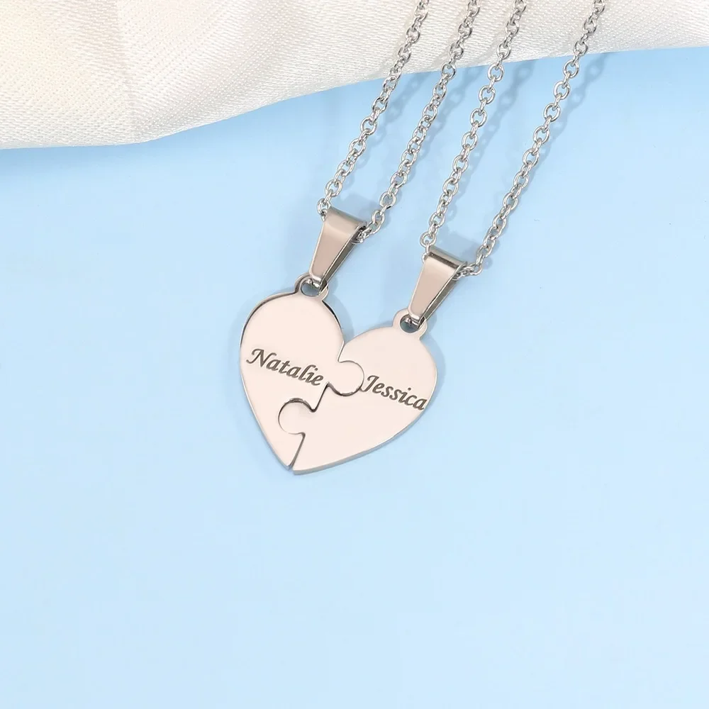 

Customized Name Necklace Personalized Puzzled Heart Family Member Engraved Names Pendant Women Couple Jewelry Anniversary Gifts