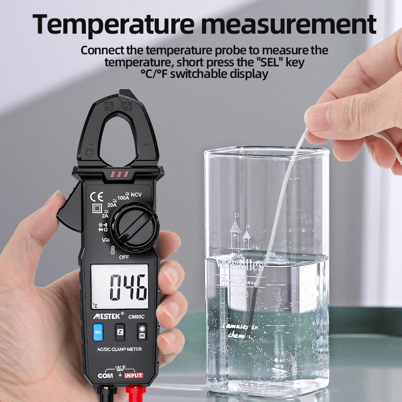 MESTEK CM85C Voltage Voltmeter 100A Ammeter DC Current Clamp Meters Meter 1mA Accuracy Mini Digital AC DC Current Digital Clamp