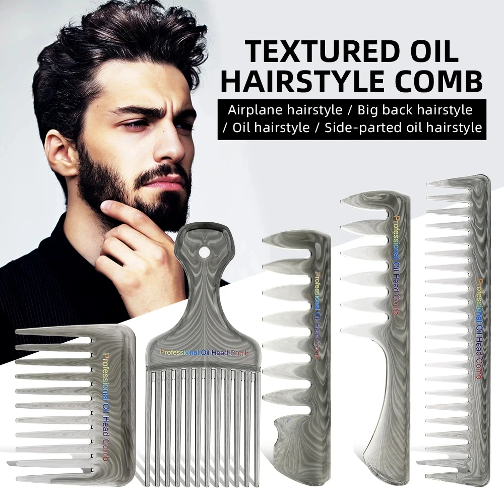 

5PCS Wide Tooth Comb Set Heat Resistant Anti-Static Hairbrush for Men & Women Detangling Scalp Massage Styling Tool