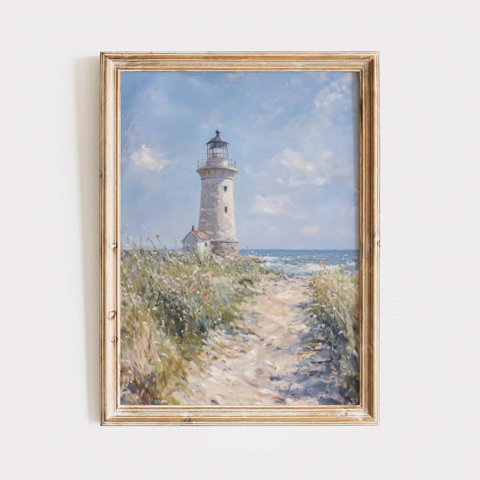 Coastal Lighthouse Print, Summer PRINTABLE Wall Art, Beach Wall Art Coastal Print, Nautical Home Decor Beach Painting Bathroom D