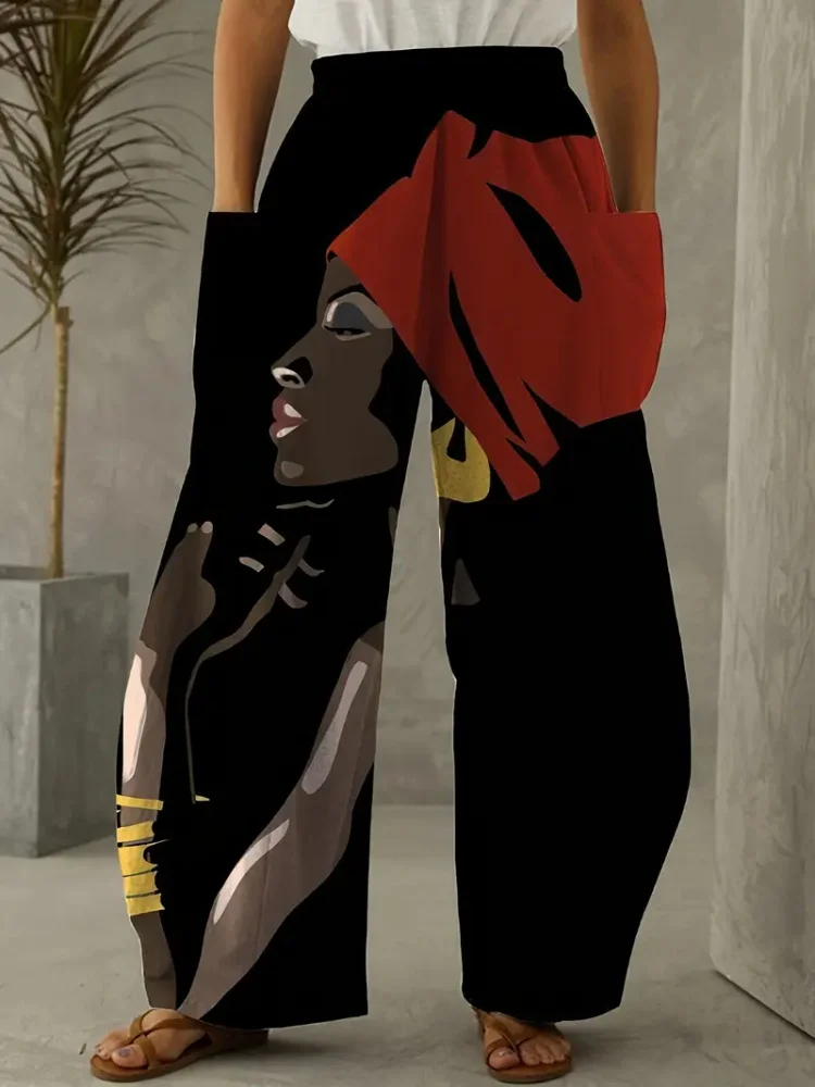 

Женские шаровары с 3D принтом в стиле ретро, индийский женский портрет, повседневные модные трендовые женские брюки, городские уличные женские брюки S-5XL