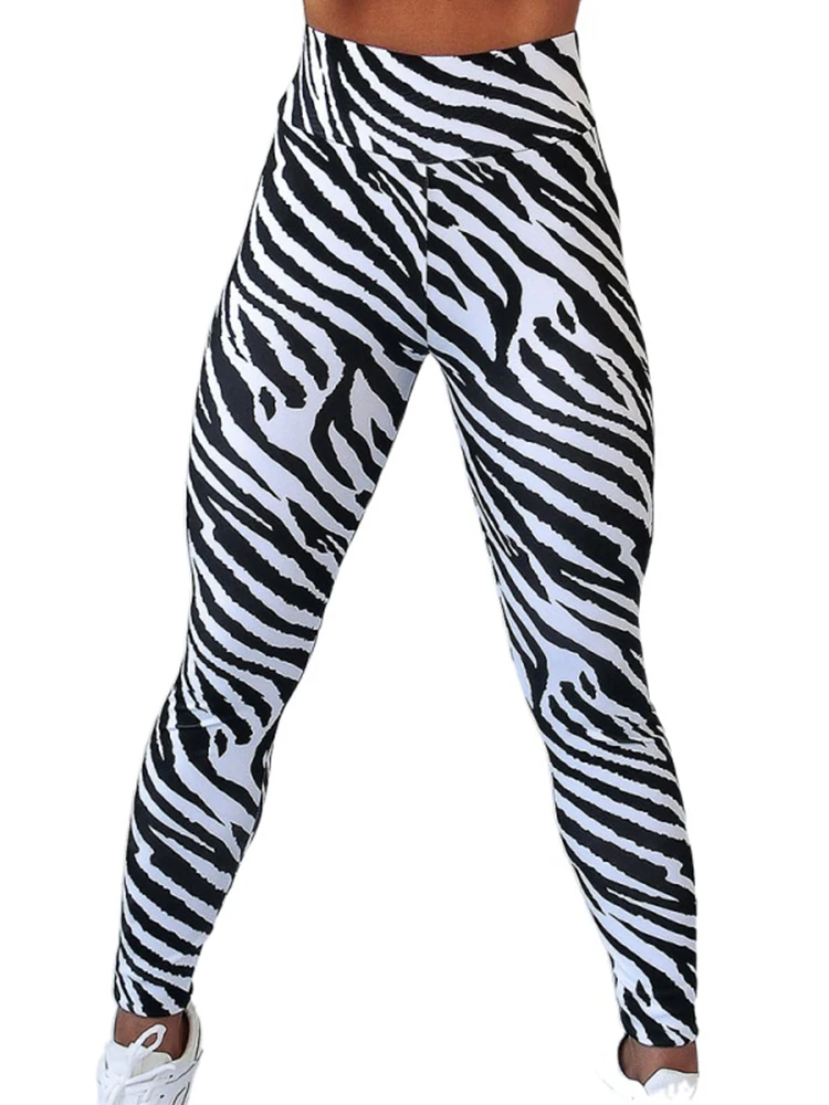 Leggings esportivas estampadas leopardo para mulheres, roupas de treino macias de cintura alta, calças de ioga apertadas, roupas de ginástica fitness preto e branco, novas