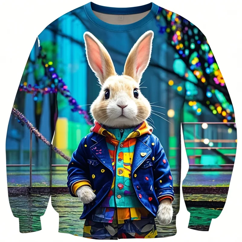 New Anime Bunny 3D Printed Men's Sweater Summer Unisex Casual Harajuku Style Long Sleeve Tops Boys Girls Y2k Sweatshirts Clothes