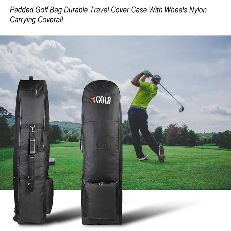 Golf Club Bag Wheeled Travel Cover Bag Case Deluxe Flight Protector Luggage for Air Travel Check Bag Ball Bag Protective Cover