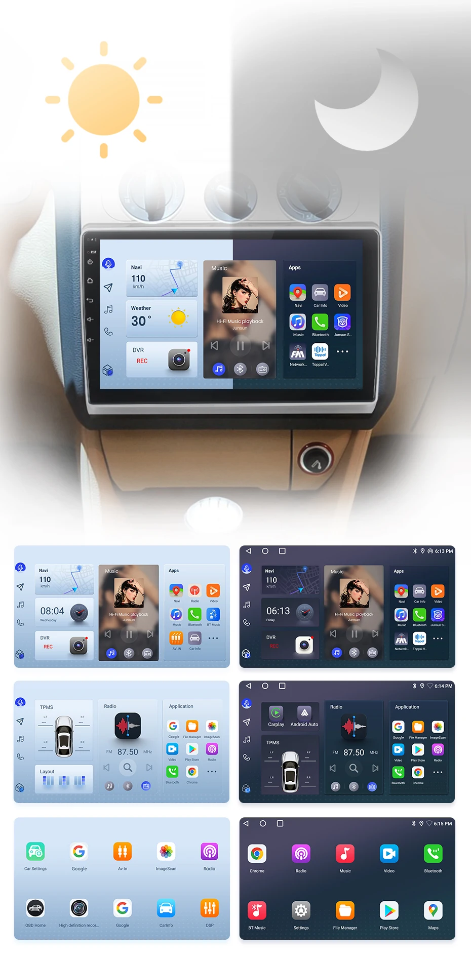 Junsun Wireless Carplay Android Auto Autoradio für Volkswagen Touran 1 2003-2010 GPS Multimedia 2 Din – Detail 7