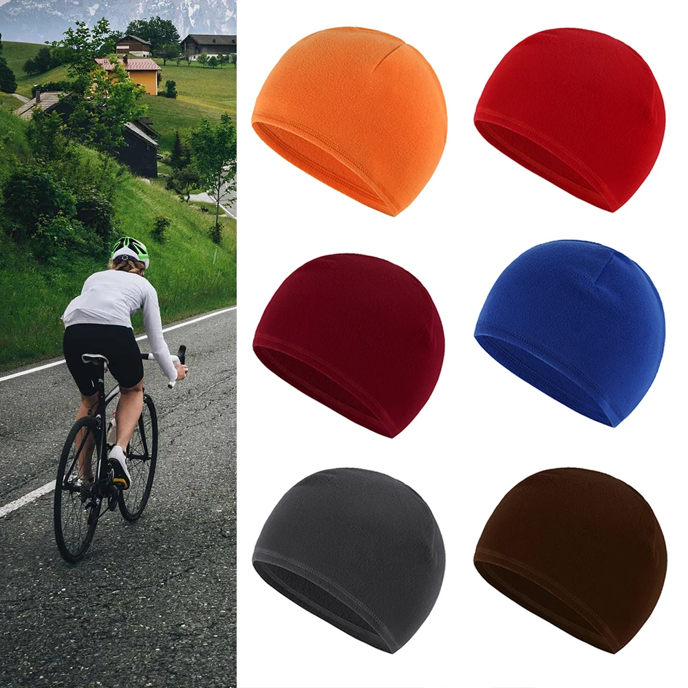 Unisex Polar Fleece Hats Winter Solid Color Warm Cycling Hat Outdoor Sports Running Skiing Warmming Cap Windproof Soft Cap New