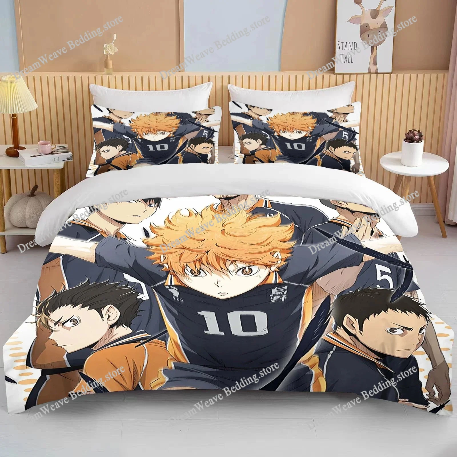 

10 Sizes Haikyuu Bedding Sets Cartoon Quilt Bed Cover Anime Duvet Cover Pillow Case Sets Adult Children Bedding Sets