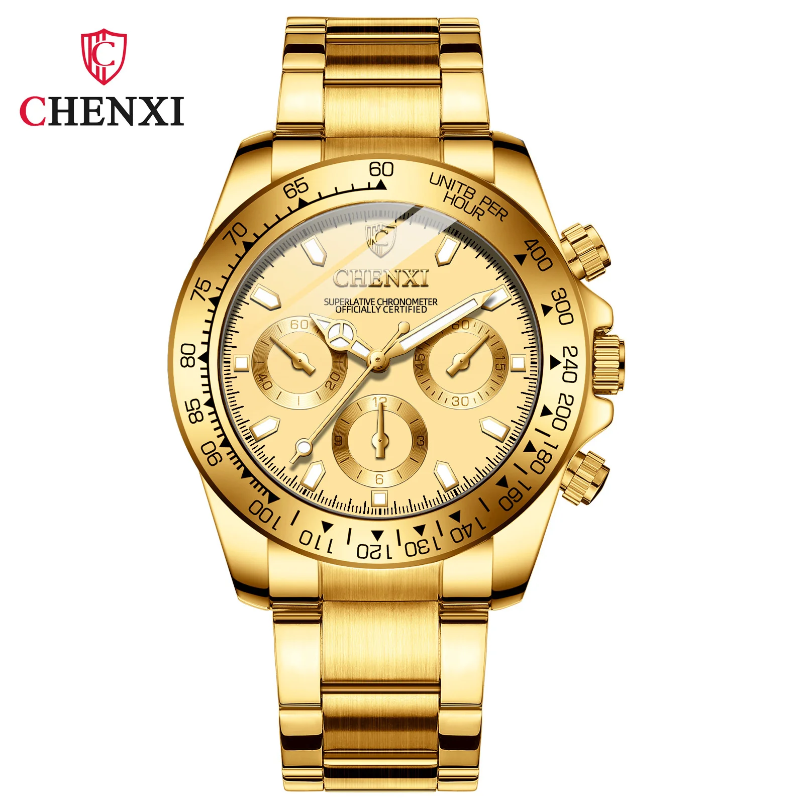 CHENXI 086A Gold Casual Gold Quartz Watches Stainless Steel Waterproof Luxury Fashion Business Wristwatch