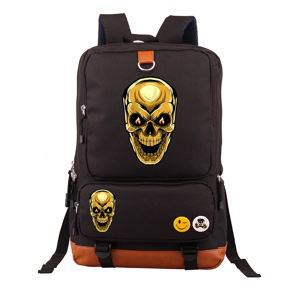 

2026 Skull Head Laptop Backpack Casual Business Travel Large Capacity Middle School Student Double Shoulder Bag Popular