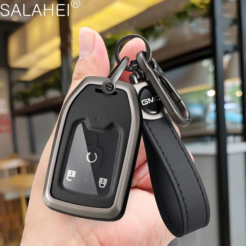 Leather Car Remote Key Case Cover Fob Protector Shell Bag For Chevrolet Suburban Silverado GMC Terrain Yukon Tahoe Sierra