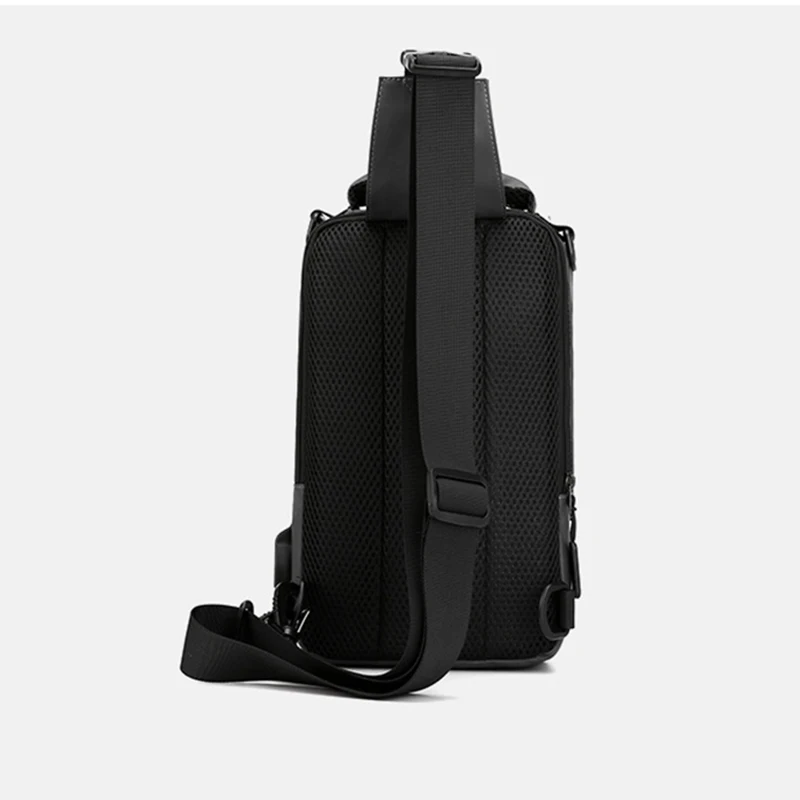 Men Small Backpack Chest Pack Shoulder Bag with USB Charging Port Travel Male Waterproof Nylon Sling Messenger Cross body Bags