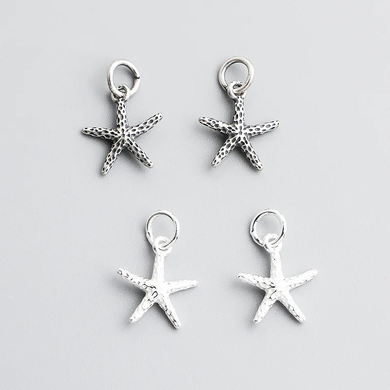 1pc 925 Sterling Silver Nautical Starfish Necklace Charms 14x12mm Bangles Bracelets Silver Jewelry Charms DIY Fancy Ornaments