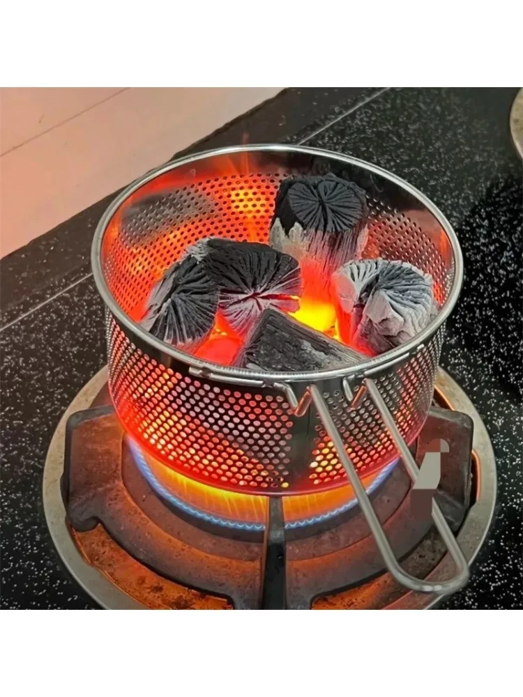 Panier de gril à charbon de bois robuste, grille de barbecue 2 en 1 pour légumes, Kebabs, anneaux d'oignon, accessoire de poêle de Camping avec poignée