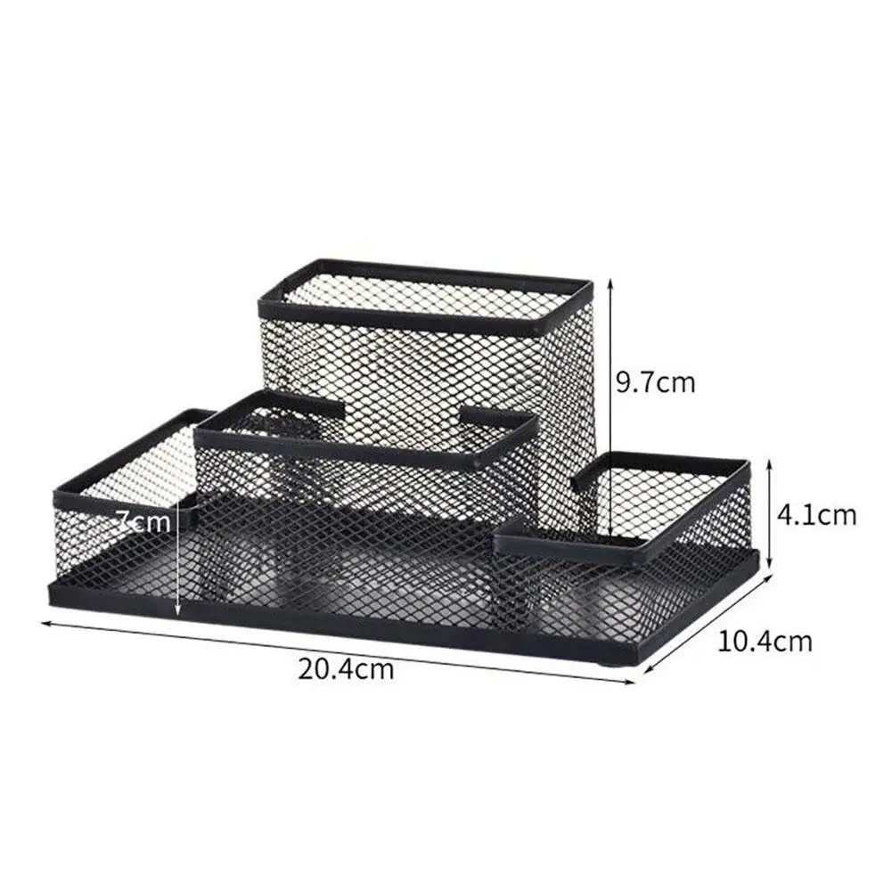 Mesh Desk Organizer Desktop Pen Holder 4 Compartments Metal Stationary Organizer Desk Caddy For Office Home