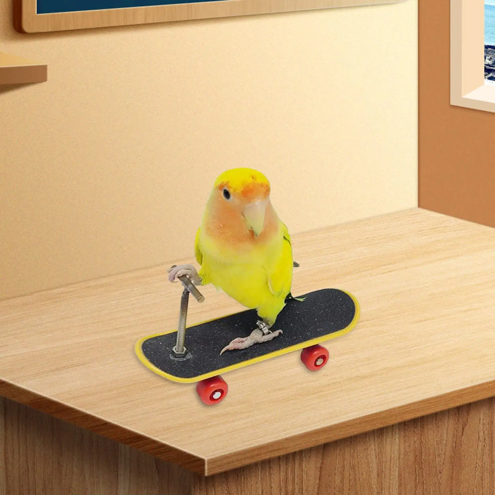 Mini Skateboard Solid Climbing Bird Stand Parrot Perches Parrot Play Stand Parakeet Toy for Gyms Tabletop Inside Home Lovebird