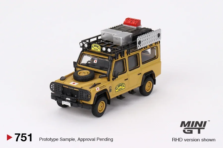 MINI GT 1:64 Defender 110 1989 Camel Team Japan Model Car