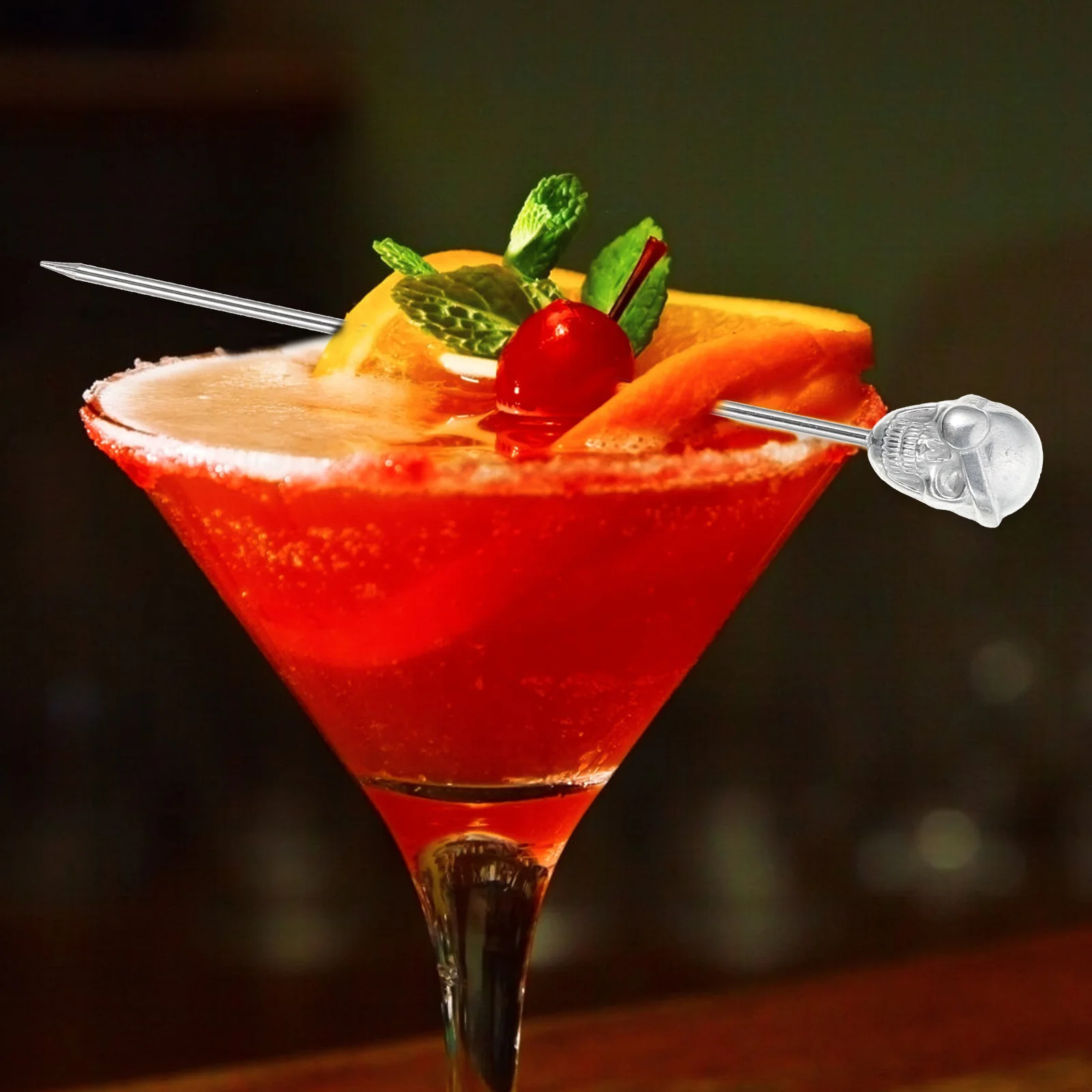 

2Pcs Stainless Steel Skull Fruit Picks Creative Cocktail Picks Party Food Skewers Novelty Metal Dessert Toothpicks