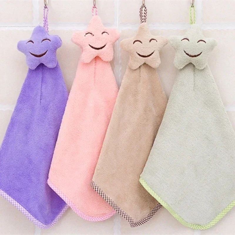 Bathroom Supplies Hanging Cute Coral Velvet Hand Towel Kitchen Thickened Absorbent Lint-free Dishcloth Washcloth Acccessories