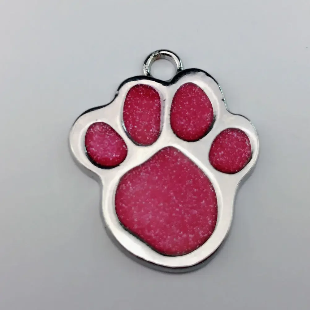 24Pcs Footprint Shape Pet Id Tag Alloy Dog Tags Lightweight Anti-Rust Colorful Pet Pendant for Puppy Keychain Hanging