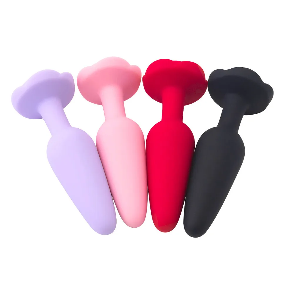 4 Size Rose Shaped Butt Plug Soft Silicone Anal Plug 4 Piece Dildo Set G Spot Stimulator Women Masturbator Male Adult Sextoys 18