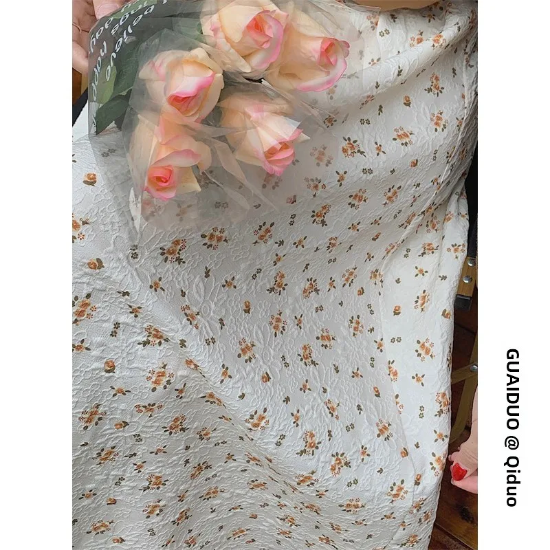 

Retro Floral f-length Skirt Women's A-line Midi Skirt Slimming Drapey Small Stature Elegance Summer 2023 Korean Sle