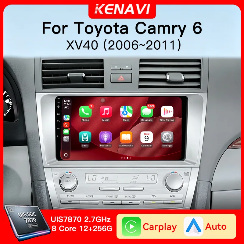 UIS7870 6nm Car Stereo Radio For Toyota Camry 6 XV40 2006-2011 Wireless Carplay Android Auto FM RDS Car Multimedia Player GPS 4G