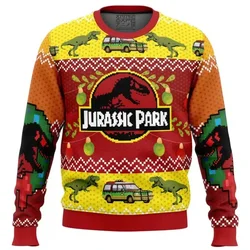 2024 outono/inverno masculino jurassic park cabeça de natal feio natal hoodie feminino casual esportes festa hoodie