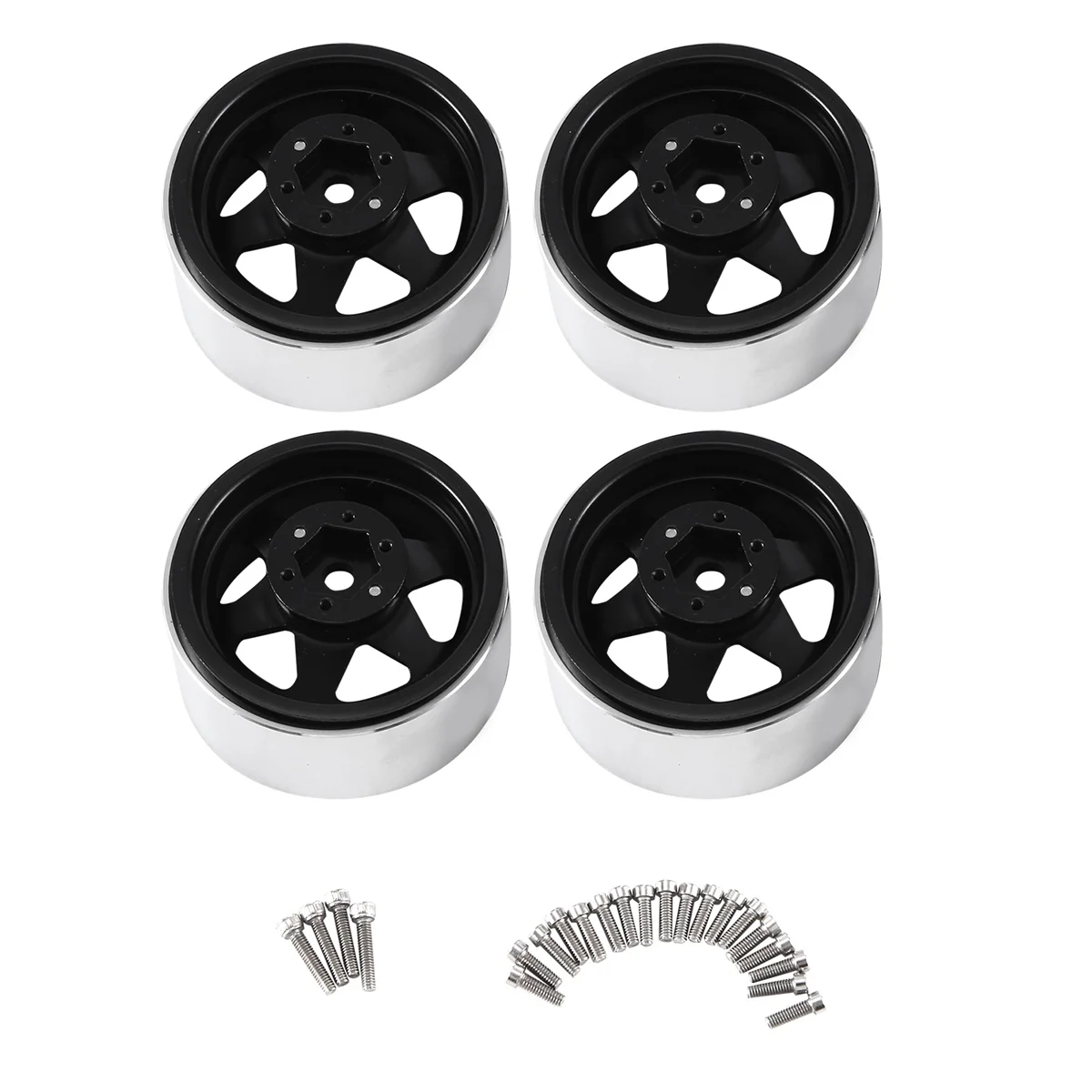 4Pcs Deep Dish 1.9 Inch Metal Beadlock Wheel Hub Rim for 1/10 RC Crawler Axial SCX10 II III Traxxas TRX4 RC4WD D90,Black