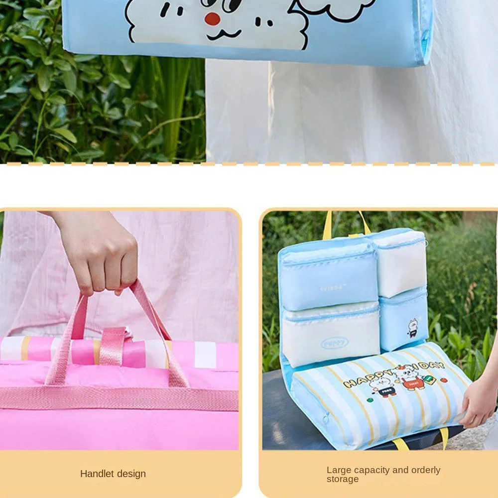 Large Capacity Travel Storage Bag Divided Storage Hanging Luggage Organizing Bag Foldable Space Saving Handheld Sorage Bag