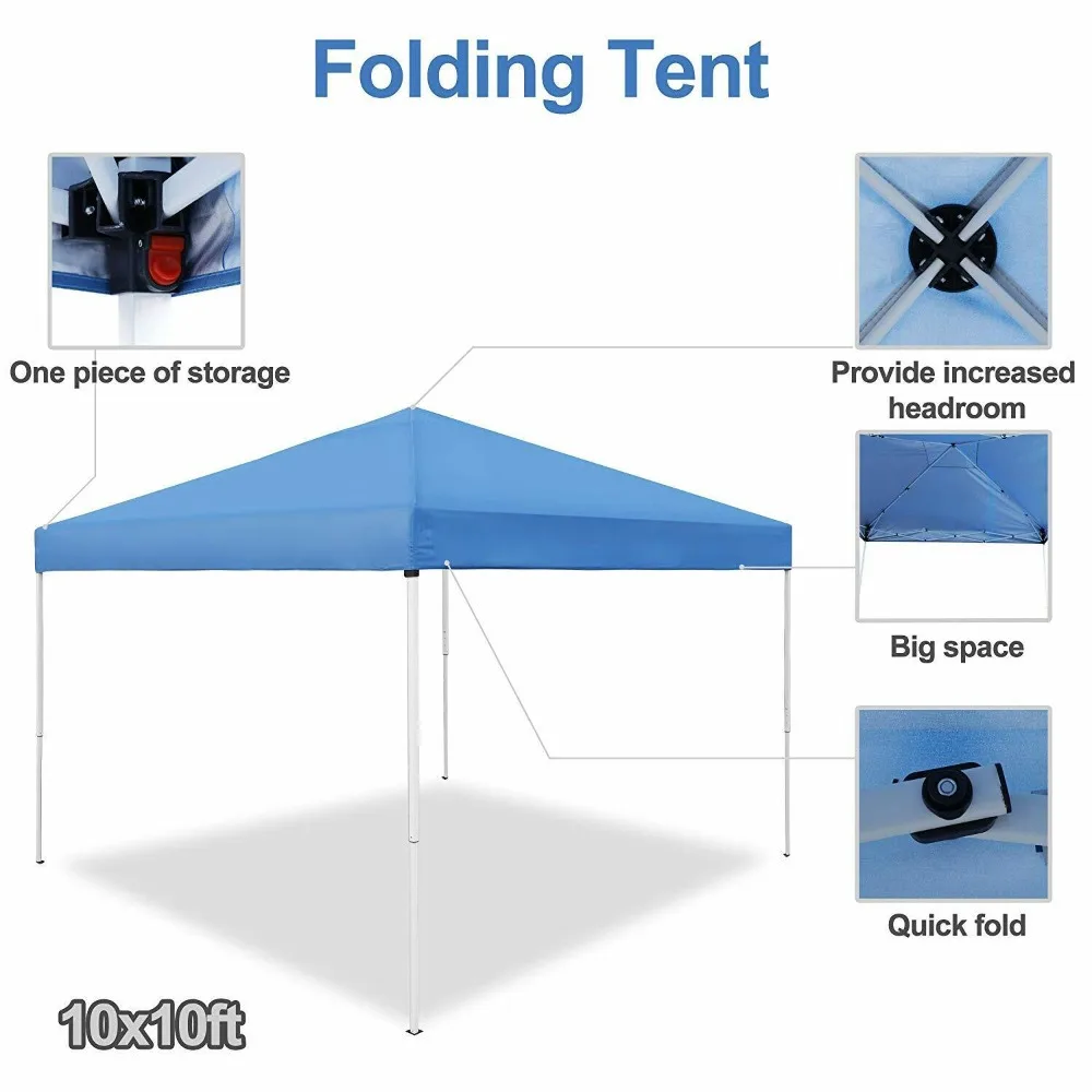 

Outdoor Canopy Pop Up Party Tent Adjustable Heights Portable with Bag