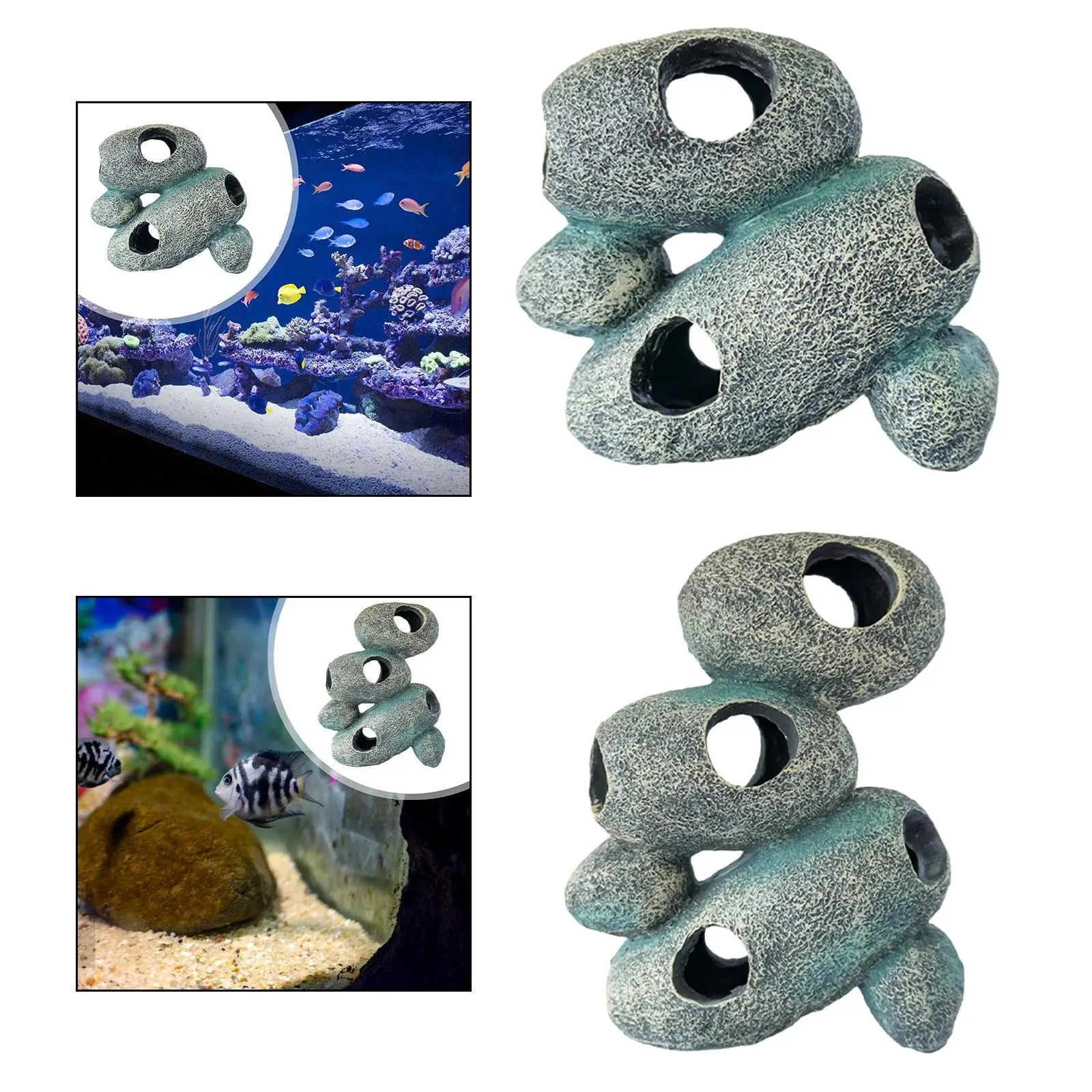 Aquarium Hideaway Rock Lifelike Rest Breed Aquarium Decoration House Cave for Aquarium Fish Tank Table Living Room Decoration