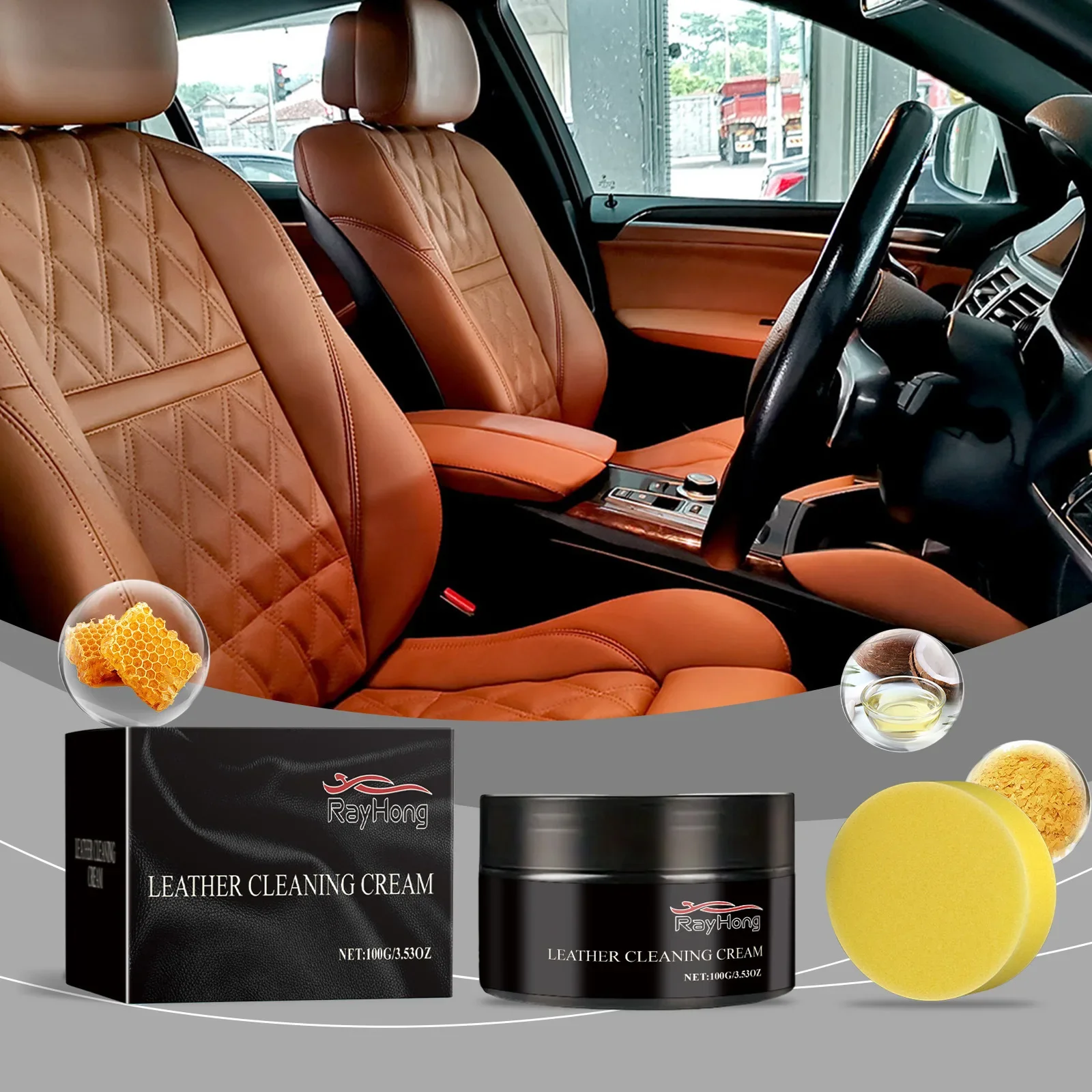 

Shine Enhancing Car Leather Cream - Waterproof Care Maintenance Cream, Cleans Moisturizes & Restores, Protects Leather Texture