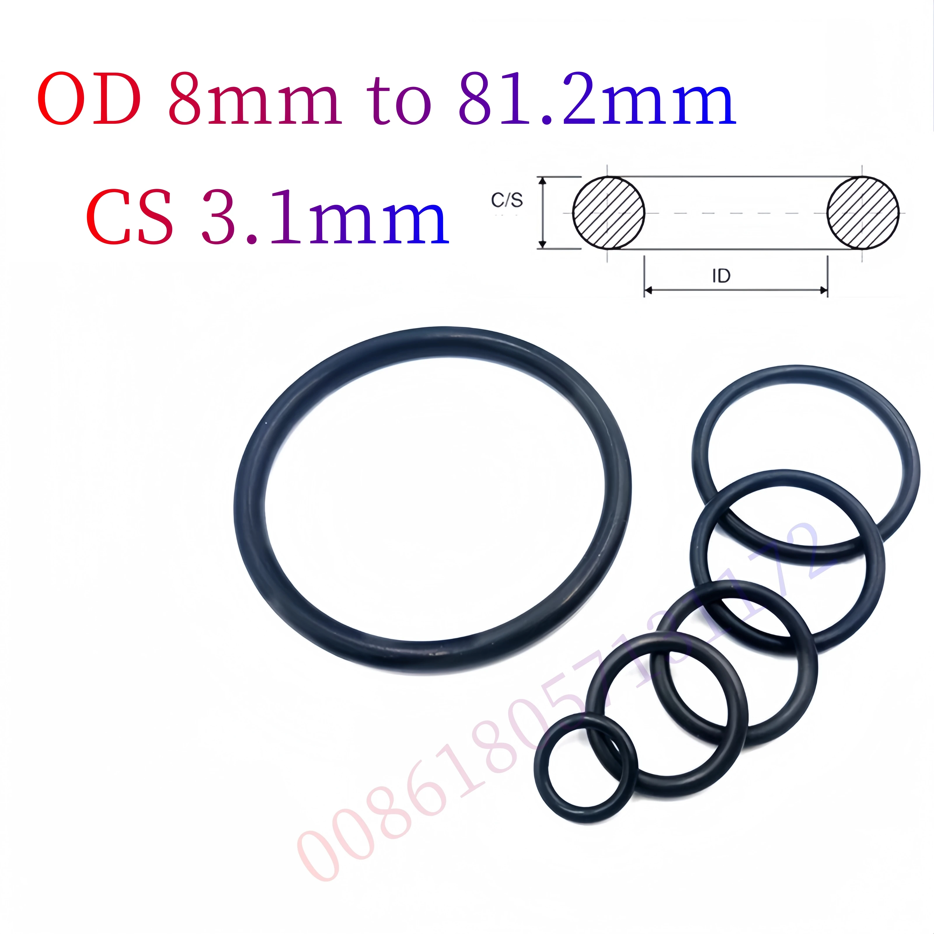 Custom EPDM 70 O-Rings, 3.1mm Cross-Section, Gasket Cushion, Weather, Ozone, UV, Chemical, Acid & Alkali Resistant, Black