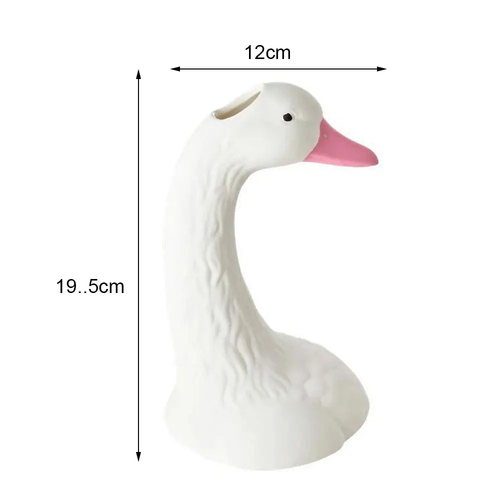 Swan Ceramic Vase Planter Pot Unique Face Swan Animals Flower Vase Container for Living Room Table Book Shelf Home Decoration
